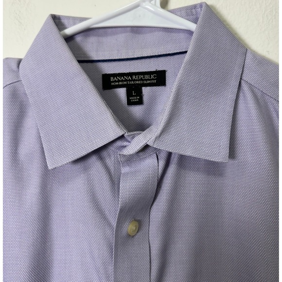 Banana Republic Mens Purple Button Down Shirt Tailored Slim Fit Long Sleeve Sz L - Picture 3 of 9